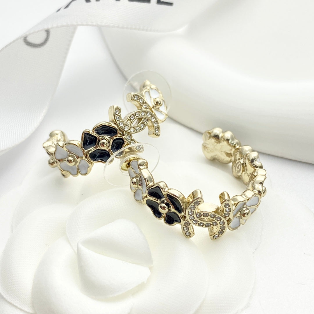 CHANEL P75 Crystal Enamel Double-C Earrings