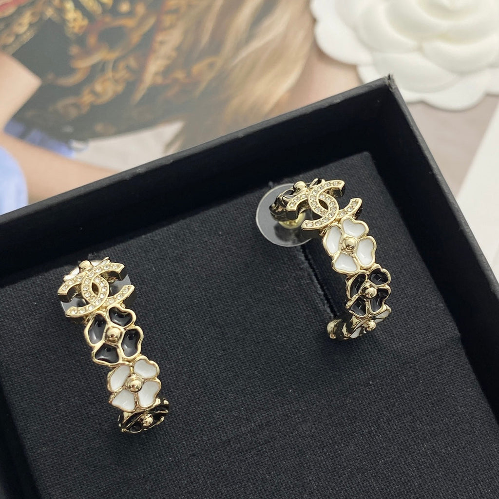 CHANEL P75 Crystal Enamel Double-C Earrings