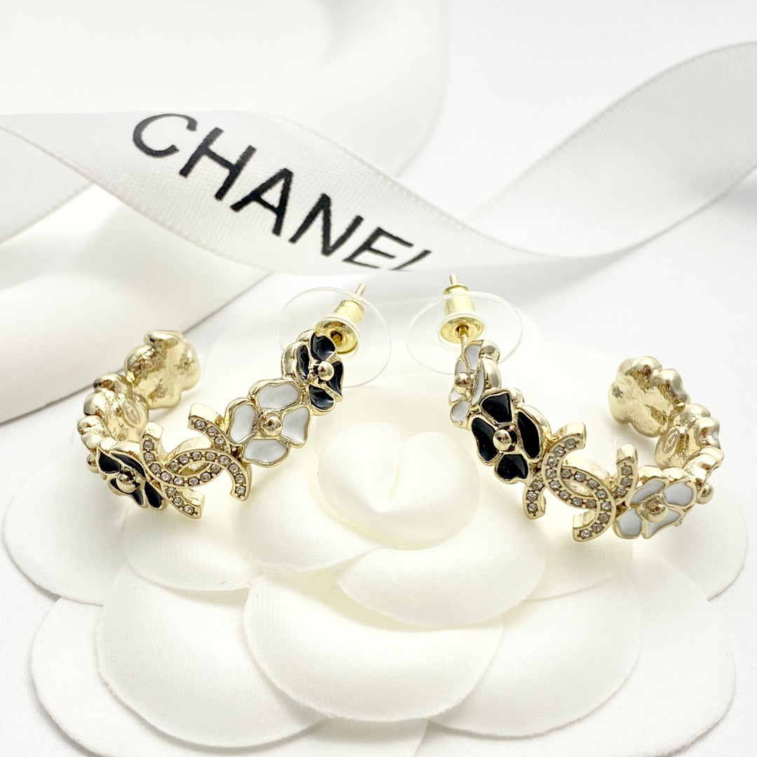 CHANEL P75 Crystal Enamel Double-C Earrings