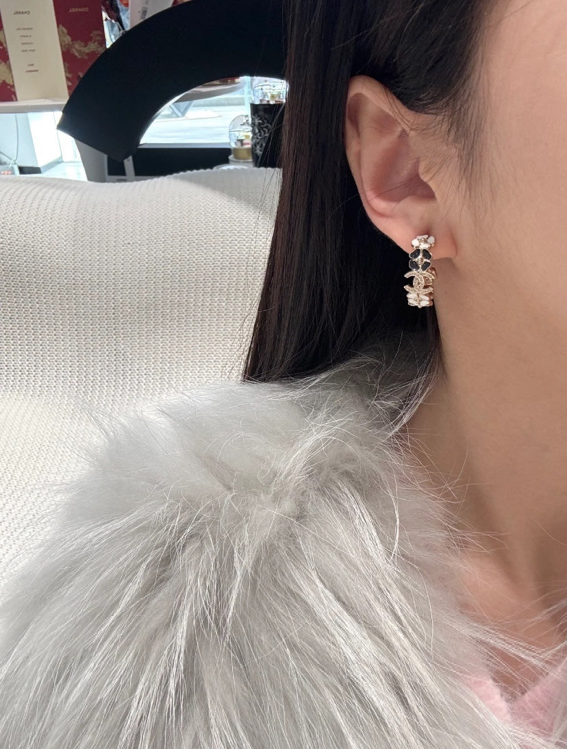 CHANEL P75 Crystal Enamel Double-C Earrings