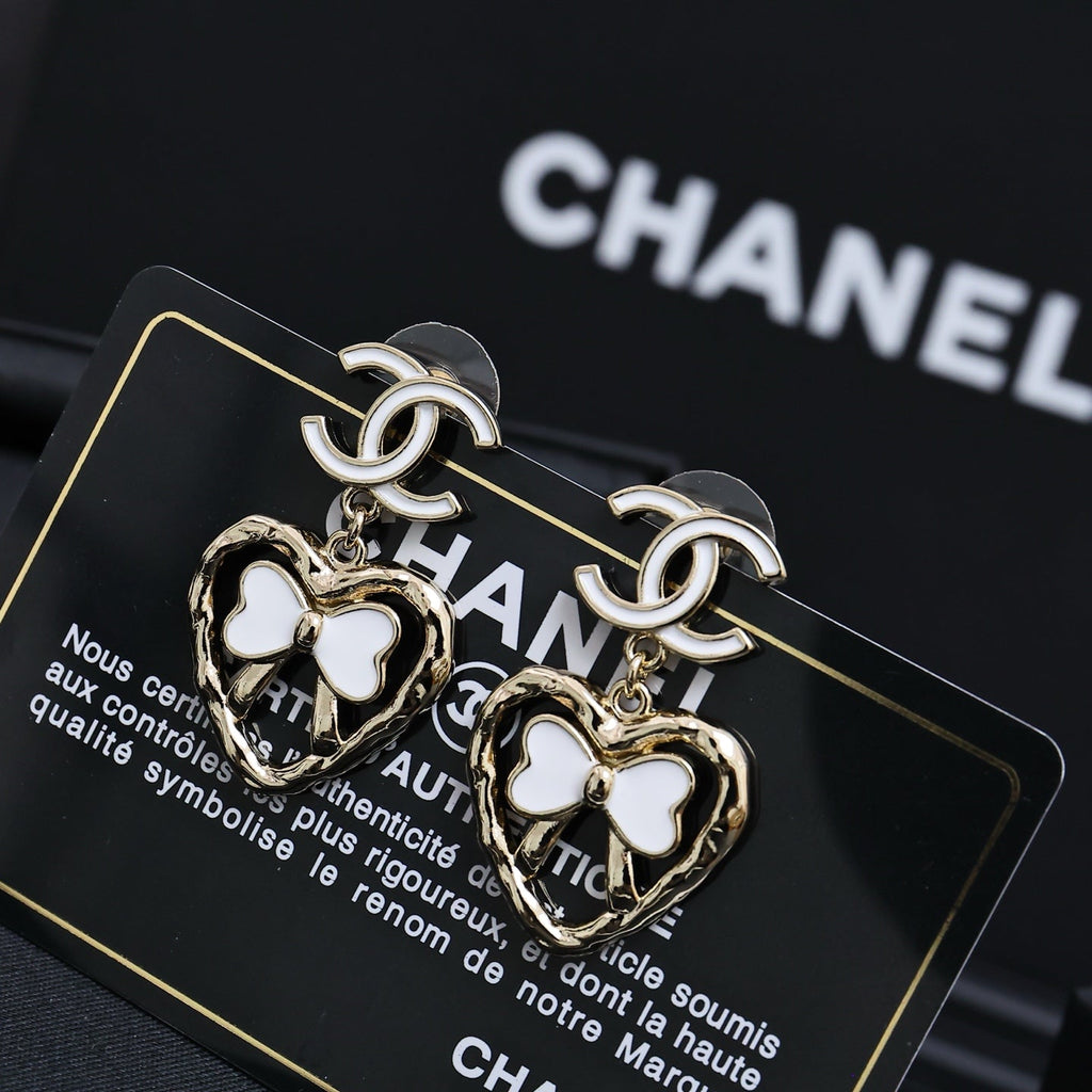 CHANEL Enamel Bow Earrings