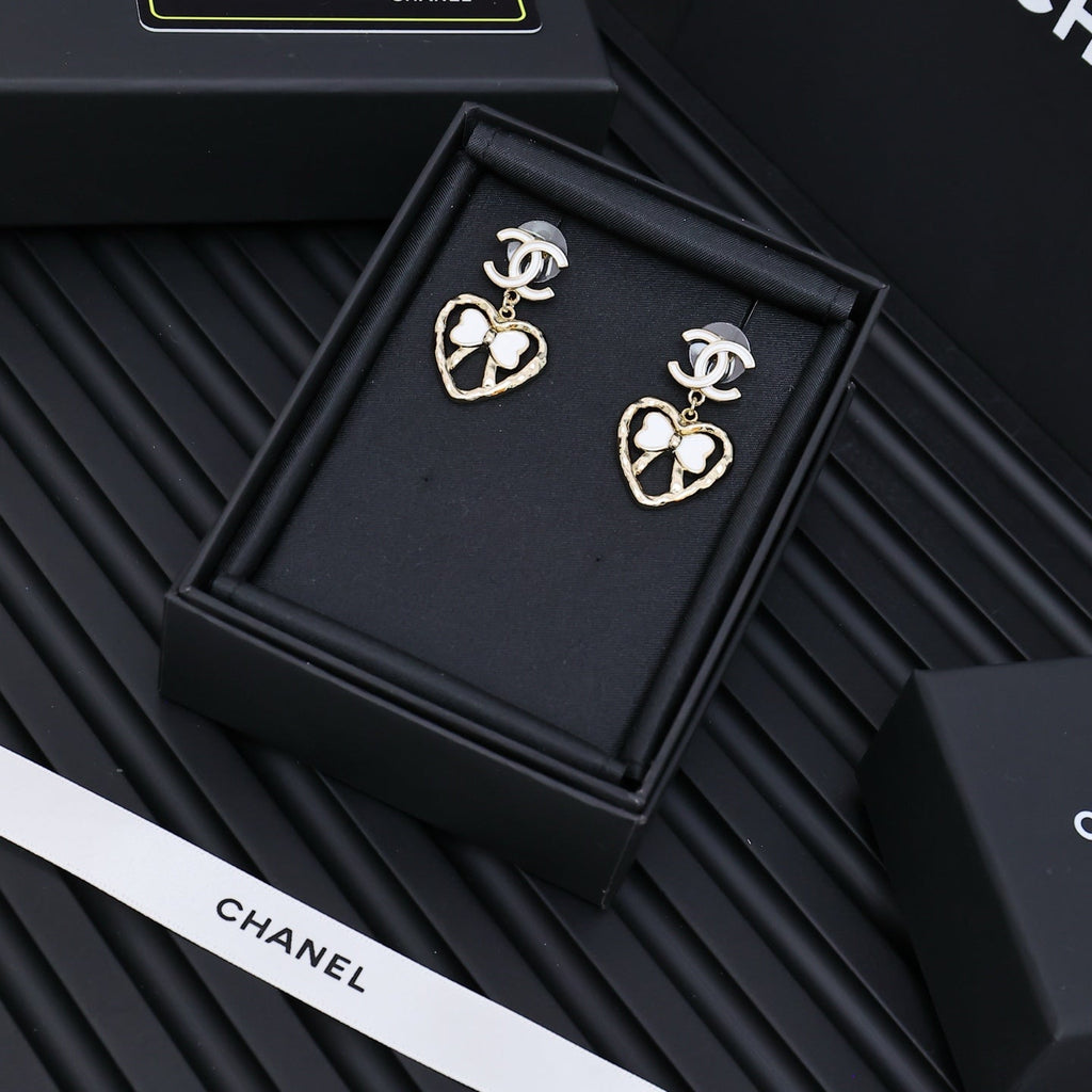 CHANEL Enamel Bow Earrings