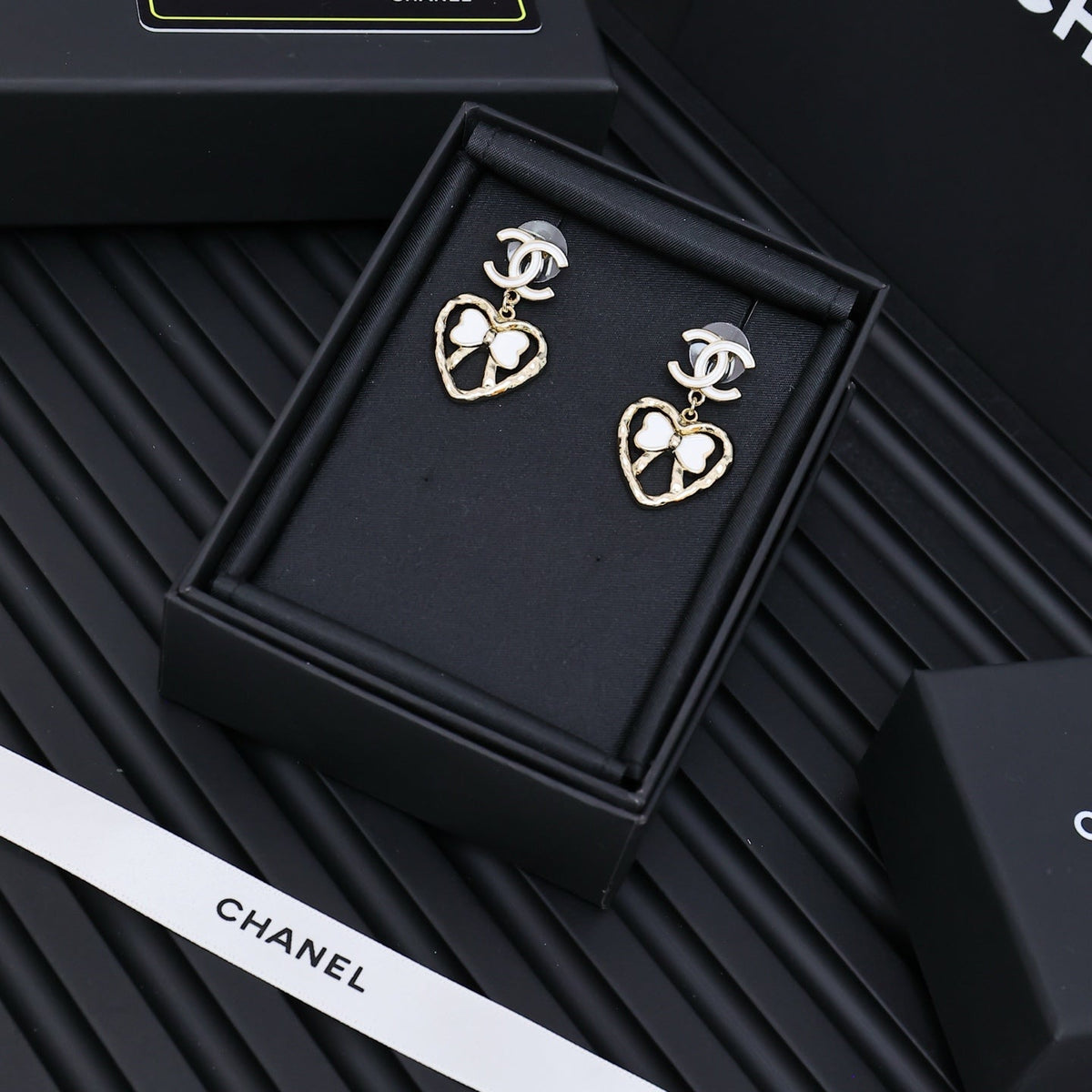 CHANEL Enamel Bow Earrings
