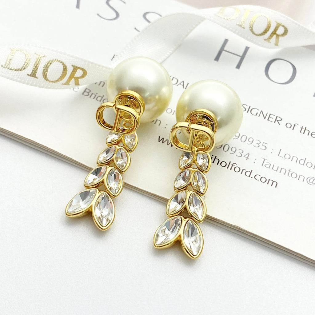 DIOR Pearl Crystal Tassel Earrings