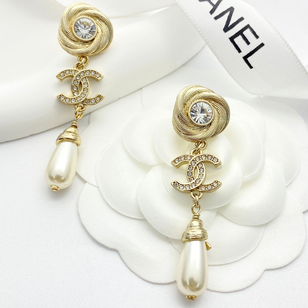 CHANEL Pearl Crystal Double-C Pendant Necklace