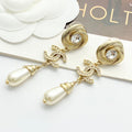 CHANEL Pearl Crystal Double-C Pendant Necklace