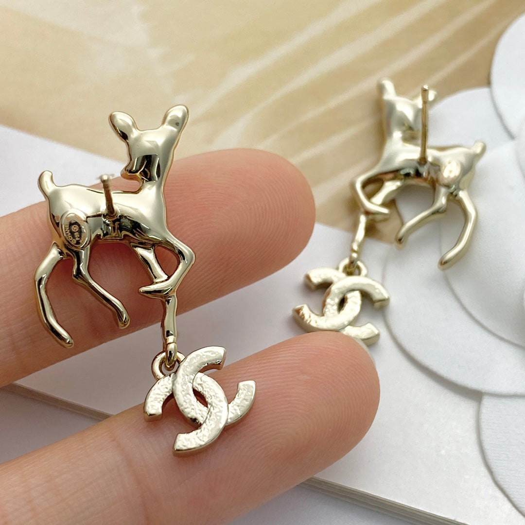 CHANEL Crystal Enamel Double-C Pendant Necklace