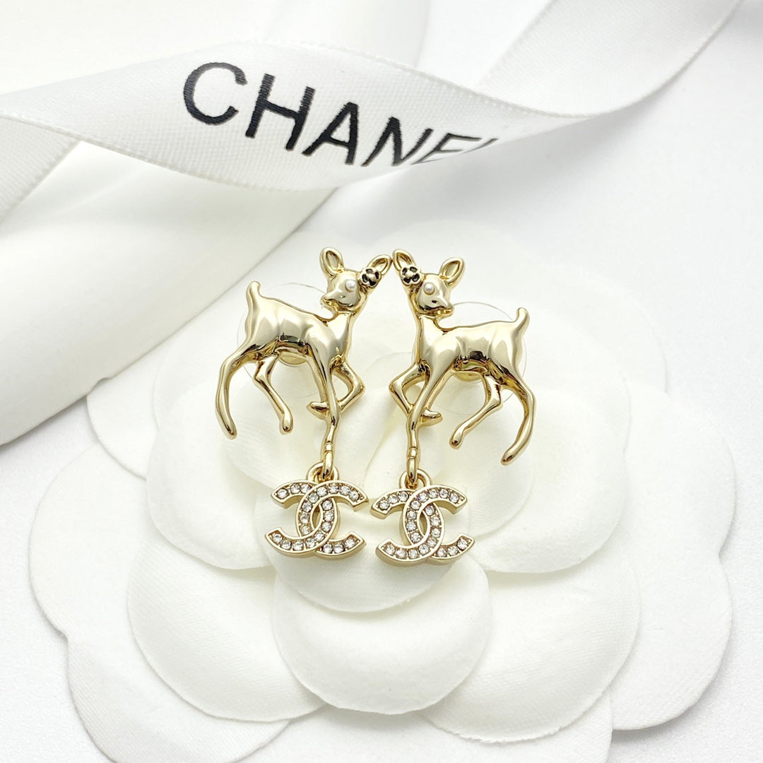 CHANEL Crystal Enamel Double-C Pendant Necklace