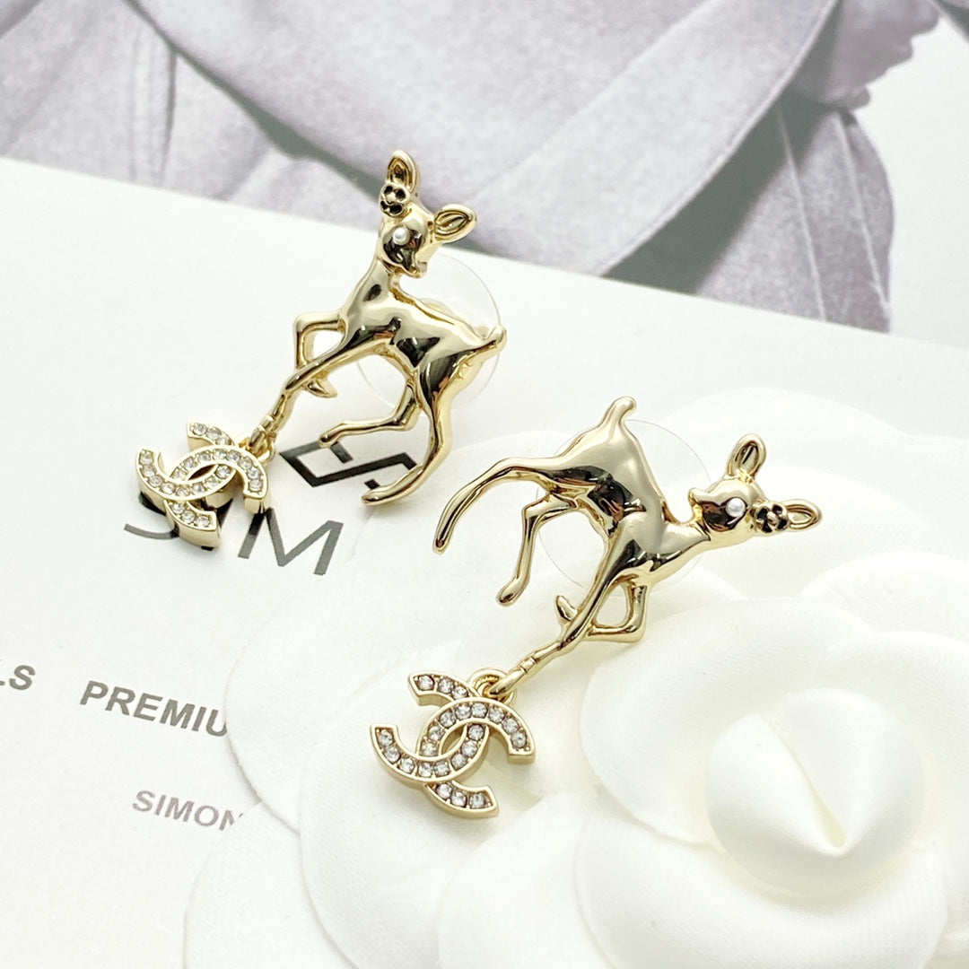 CHANEL Crystal Enamel Double-C Pendant Necklace