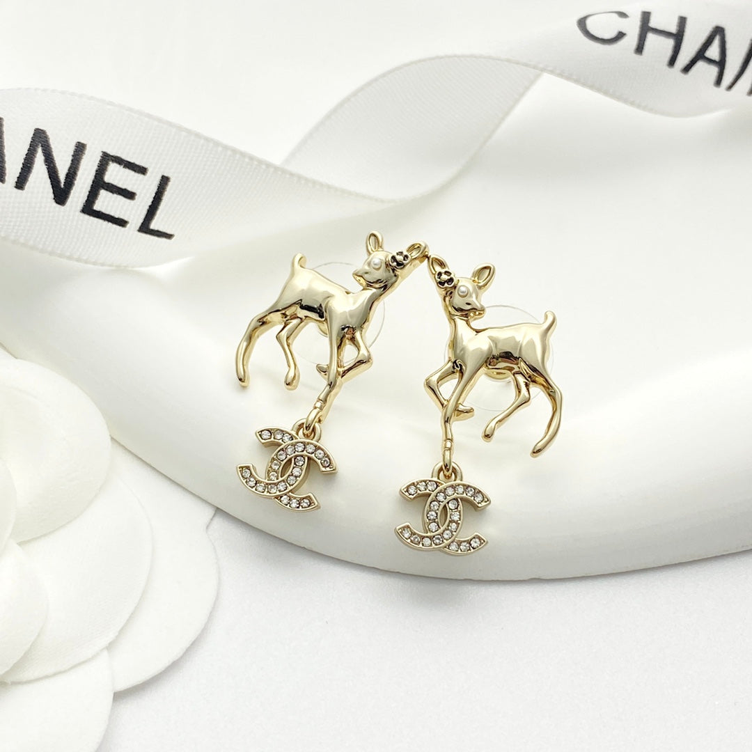 CHANEL Crystal Enamel Double-C Pendant Necklace