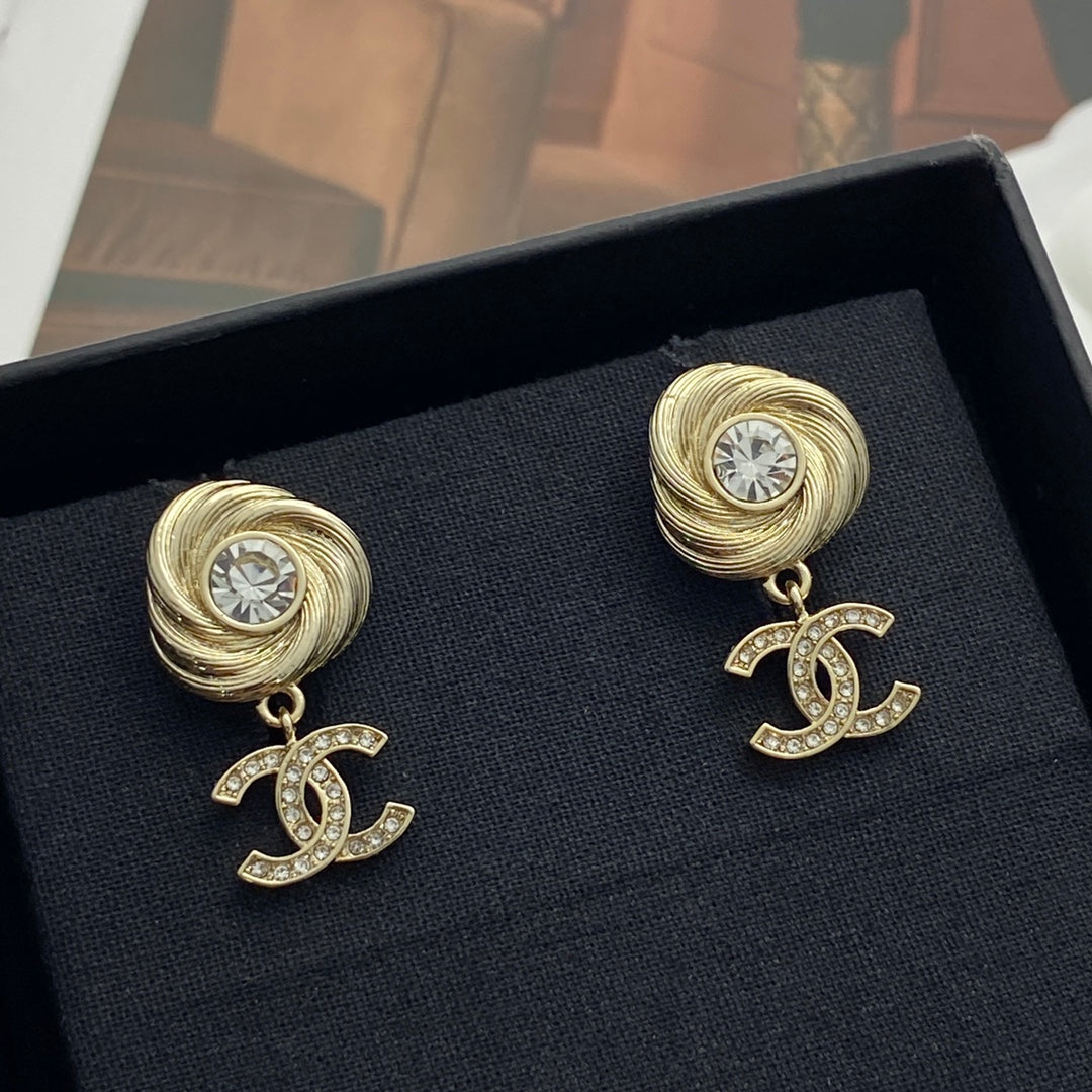 CHANEL Crystal Double-C Pendant Necklace