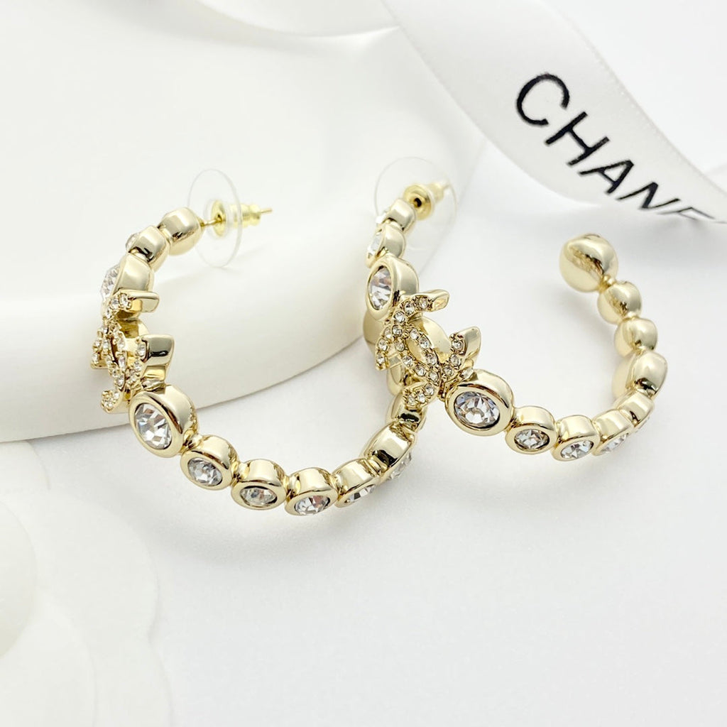 CHANEL Crystal Double-C Earrings