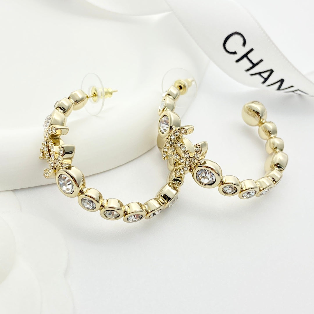 CHANEL Crystal Double-C Earrings