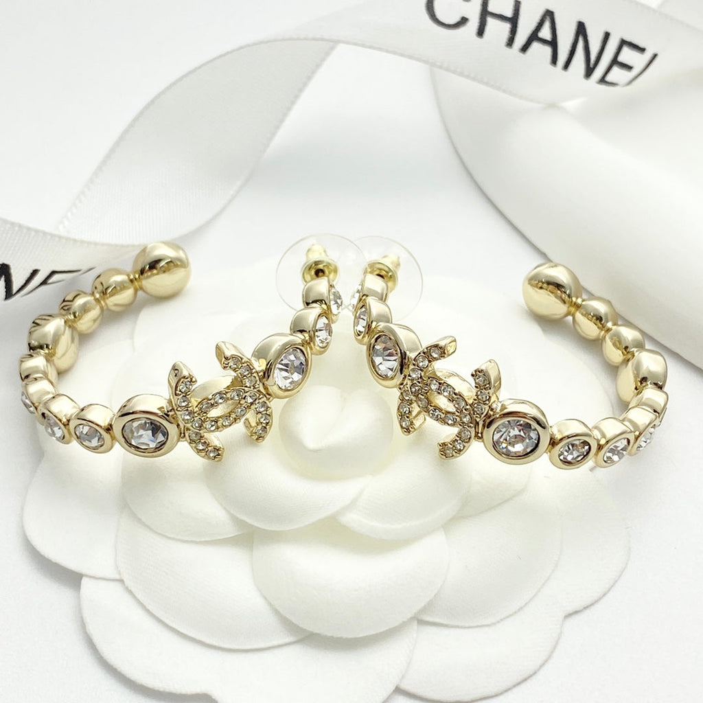 CHANEL Crystal Double-C Earrings