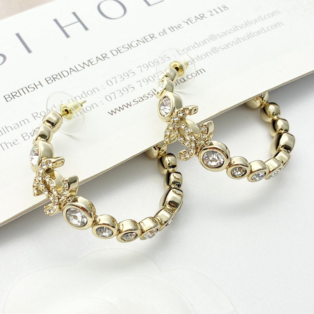CHANEL Crystal Double-C Earrings