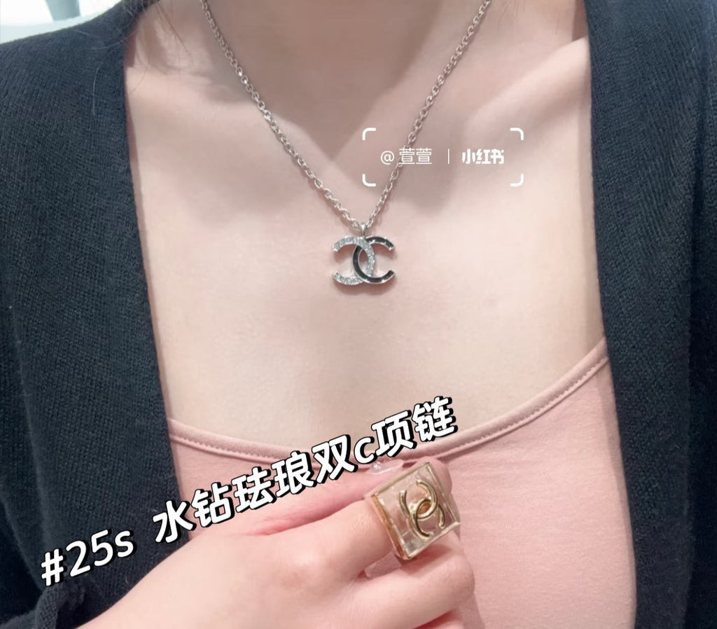 CHANEL Crystal Enamel Double-C Necklace