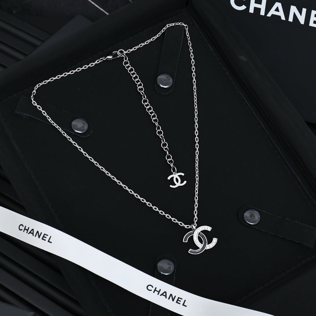 CHANEL Crystal Enamel Double-C Necklace