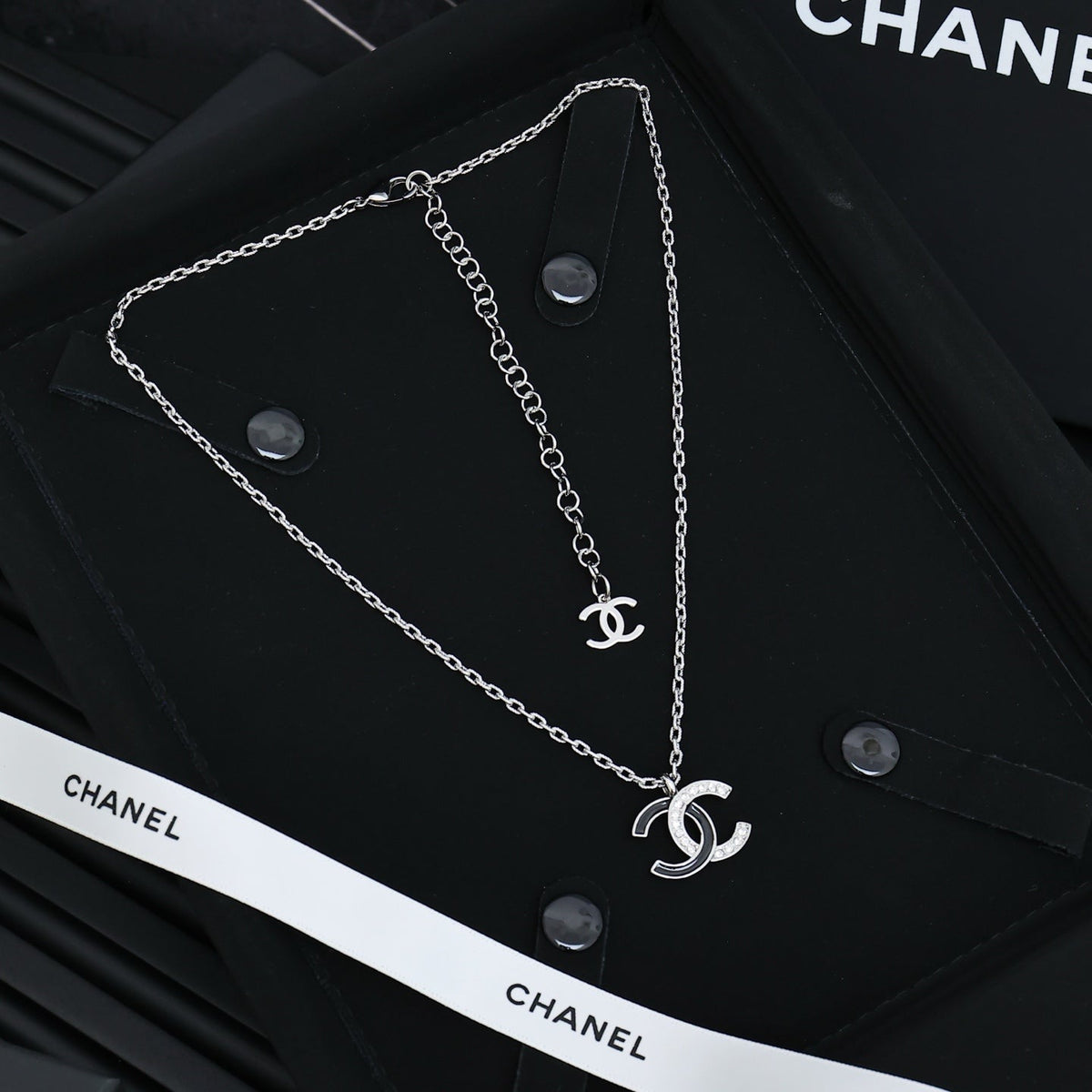 CHANEL Crystal Enamel Double-C Necklace