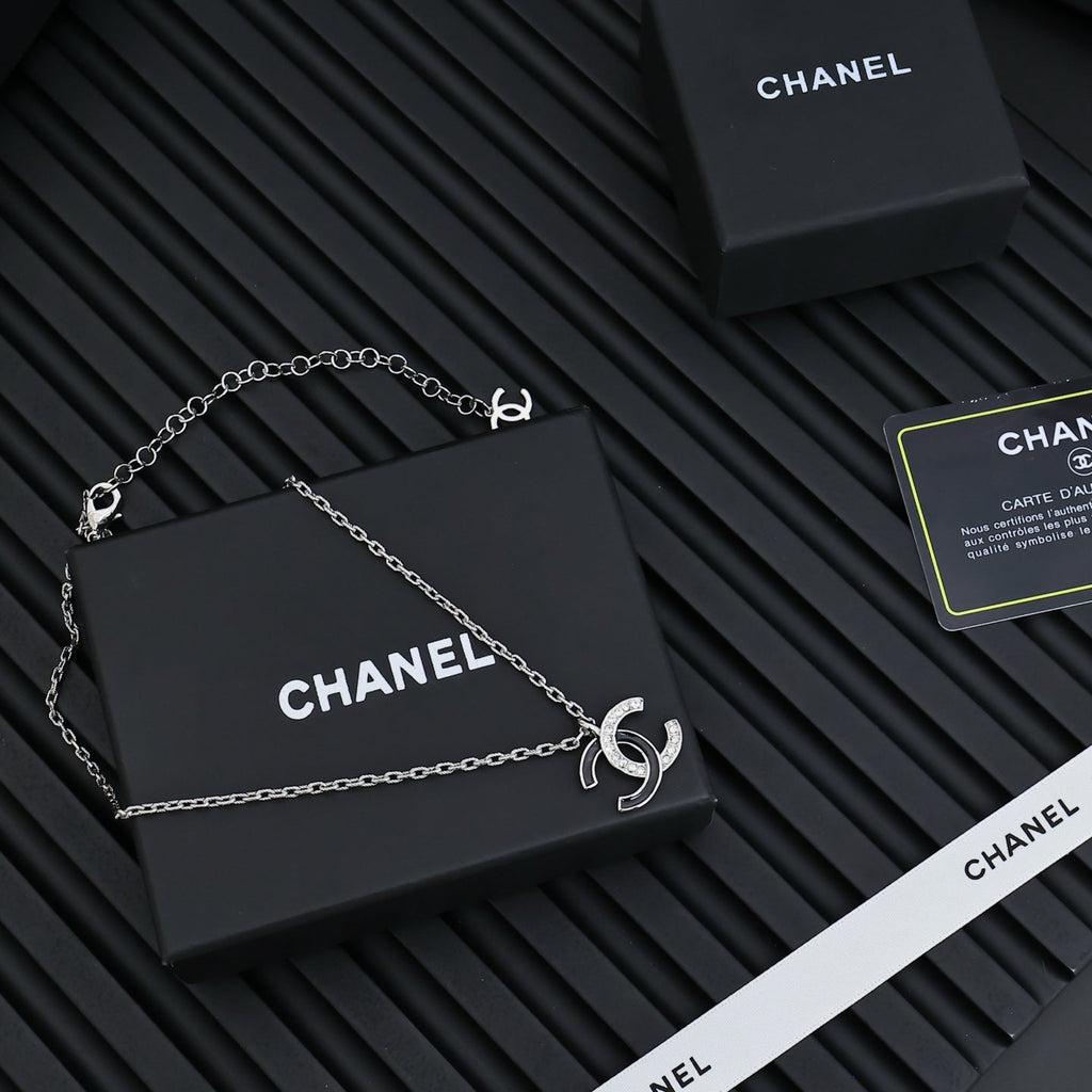 CHANEL Crystal Enamel Double-C Necklace