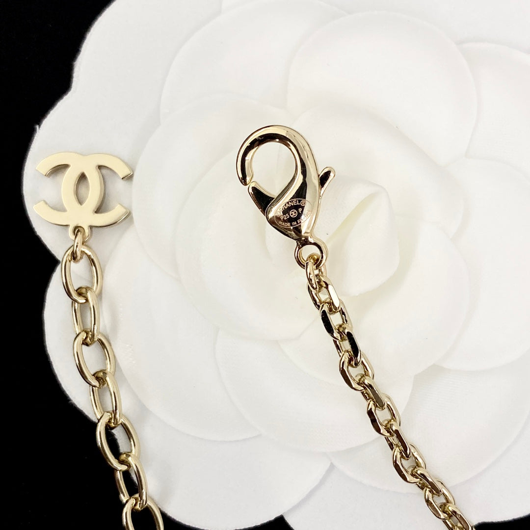 CHANEL Pearl Crystal Double-C Necklace