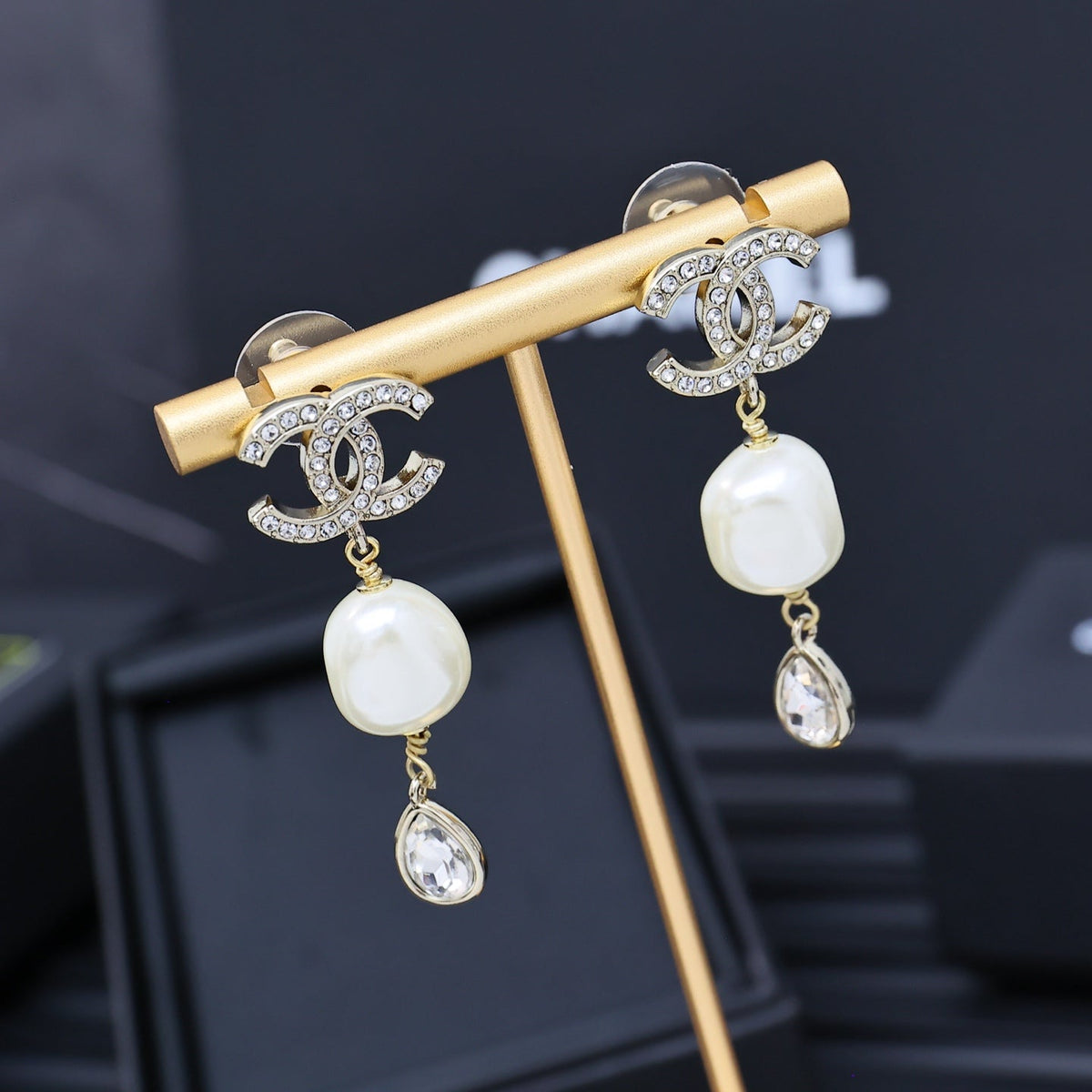 CHANEL Pearl Tassel Earrings