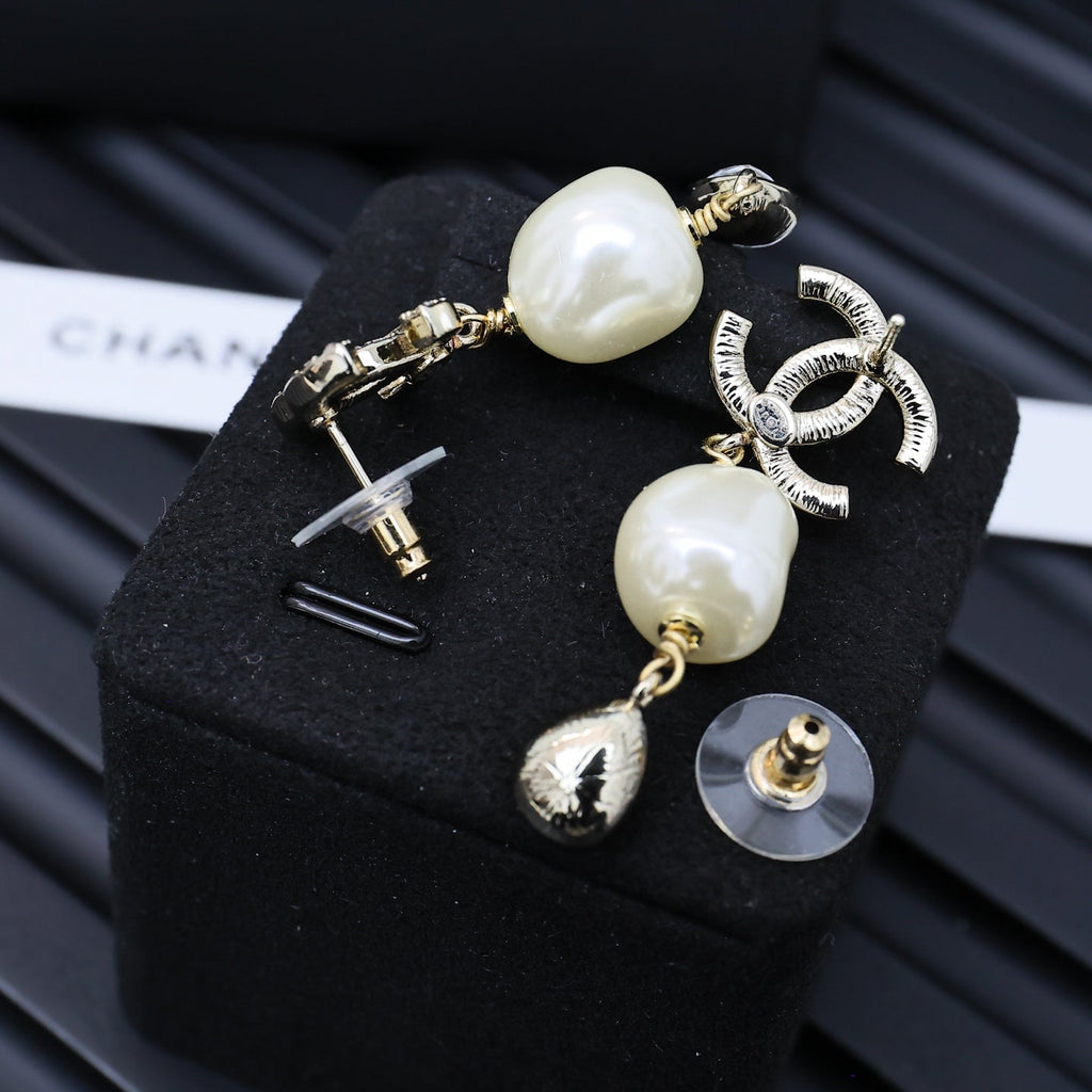 CHANEL Pearl Tassel Earrings
