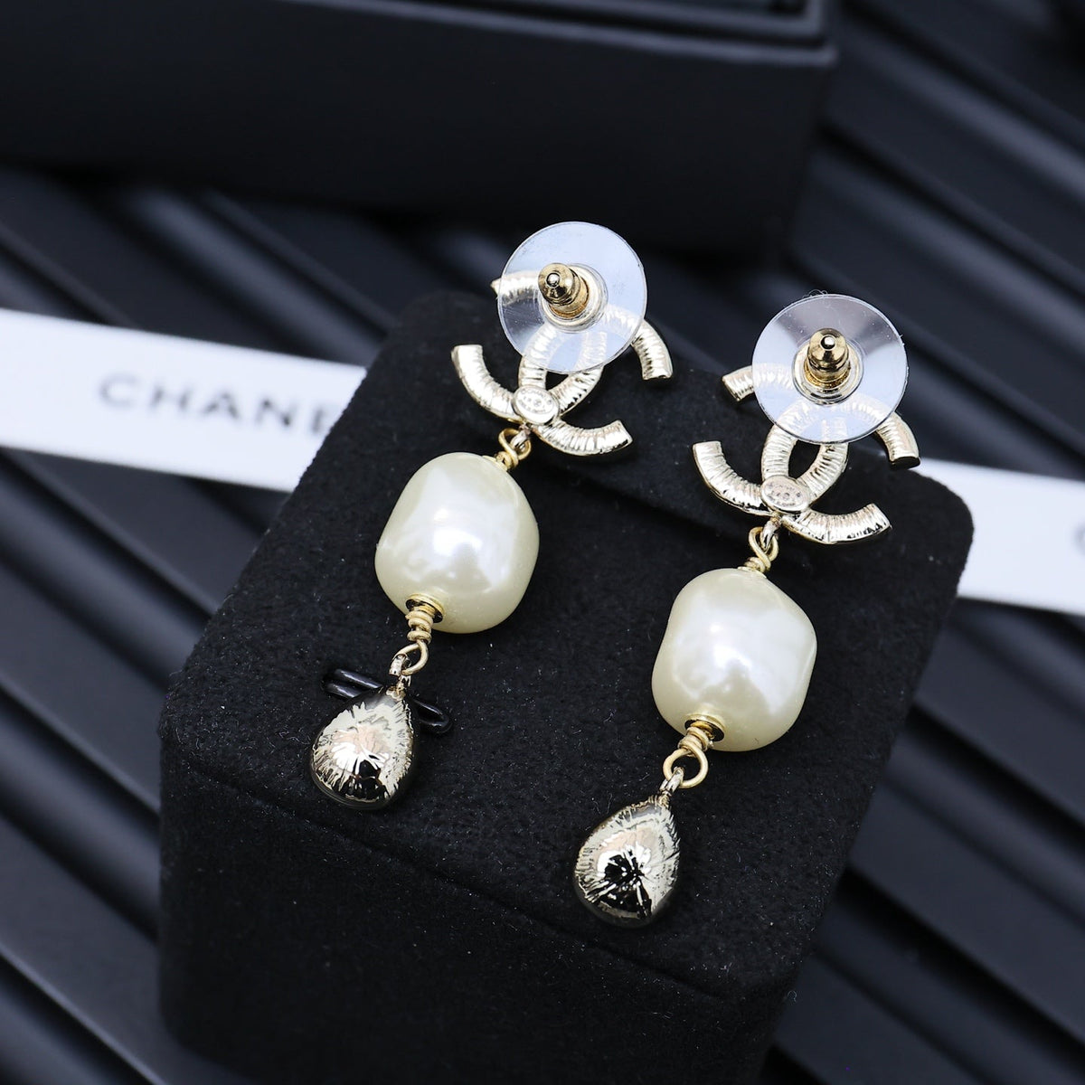 CHANEL Pearl Tassel Earrings