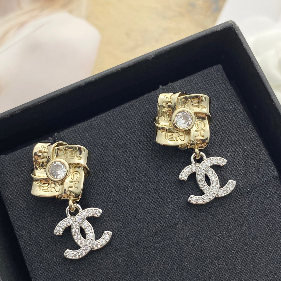 CHANEL Crystal Double-C Pendant Necklace