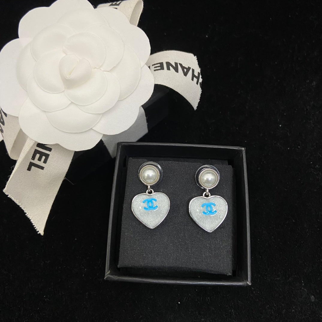 CHANEL Pearl Enamel Double-C Earrings