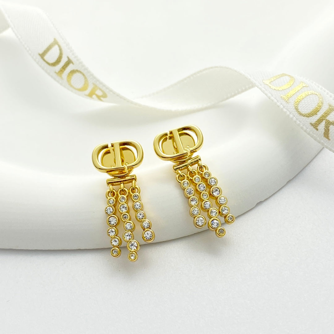 DIOR Crystal Tassel Earrings