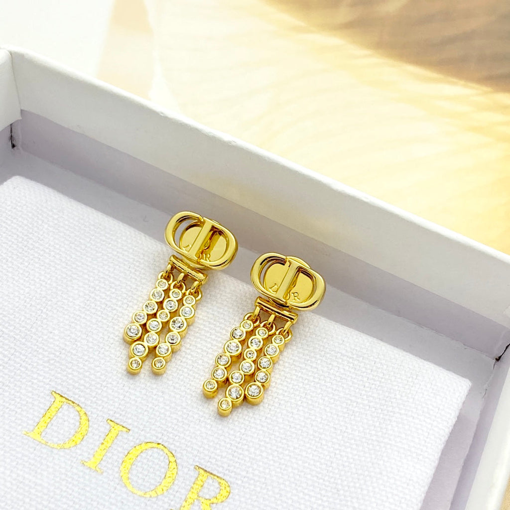 DIOR Crystal Tassel Earrings