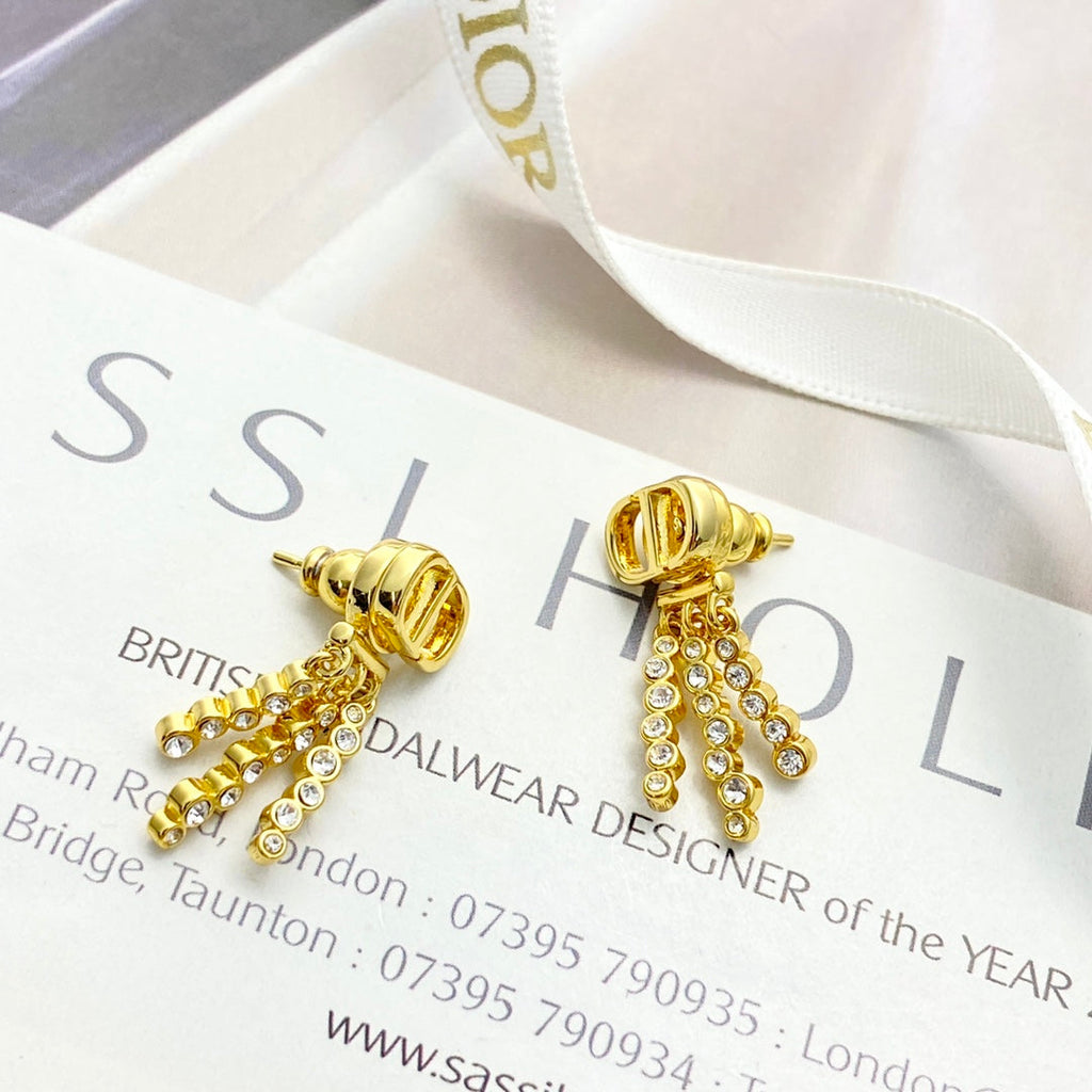 DIOR Crystal Tassel Earrings