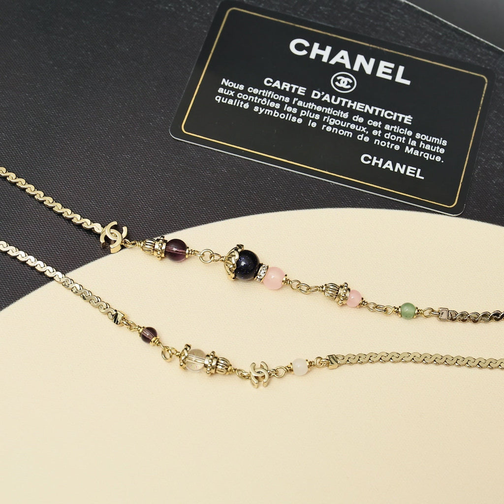 CHANEL Crystal Double-C Long Necklace