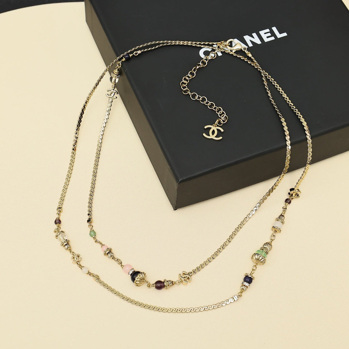CHANEL Crystal Double-C Long Necklace