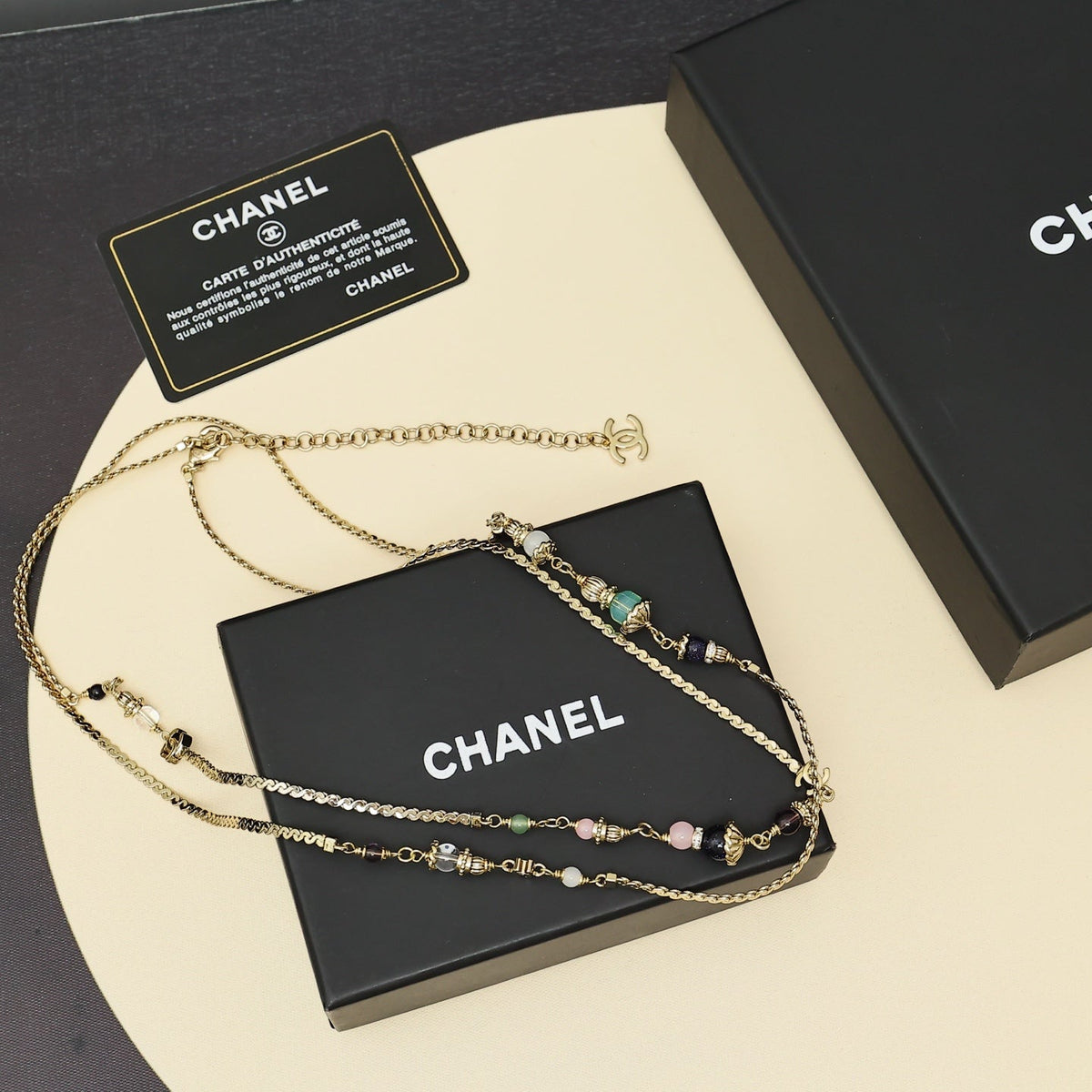 CHANEL Crystal Double-C Long Necklace