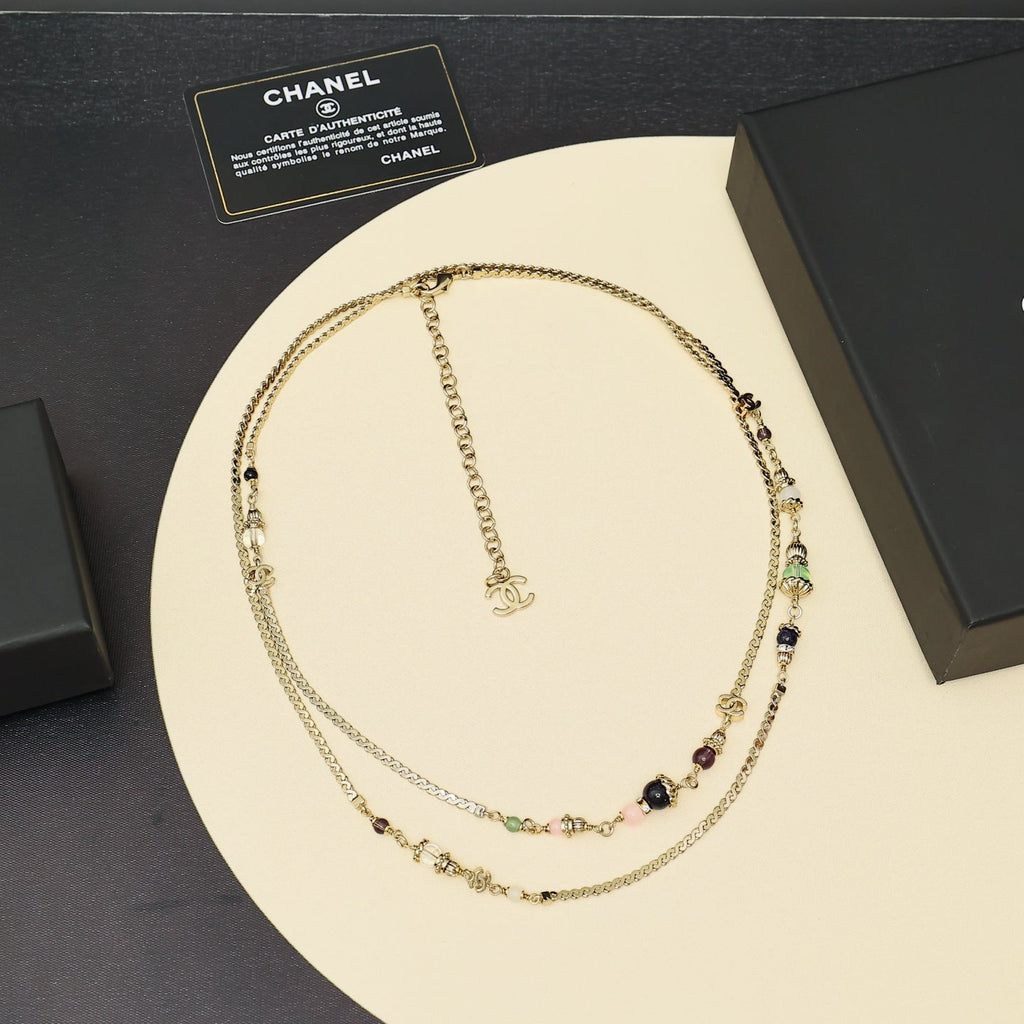 CHANEL Crystal Double-C Long Necklace
