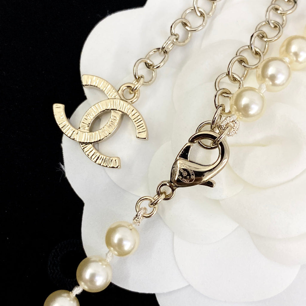 CHANEL Pearl Crystal Long Necklace
