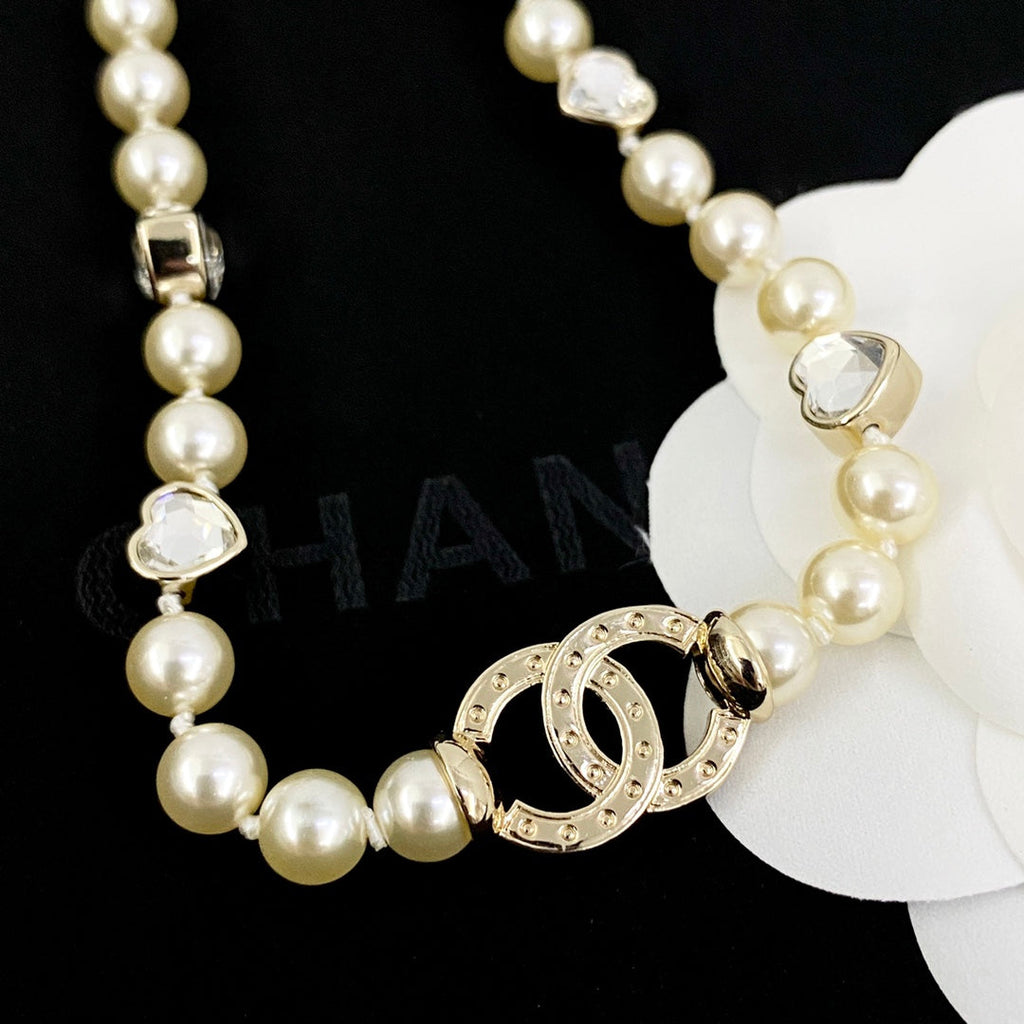 CHANEL Pearl Crystal Long Necklace