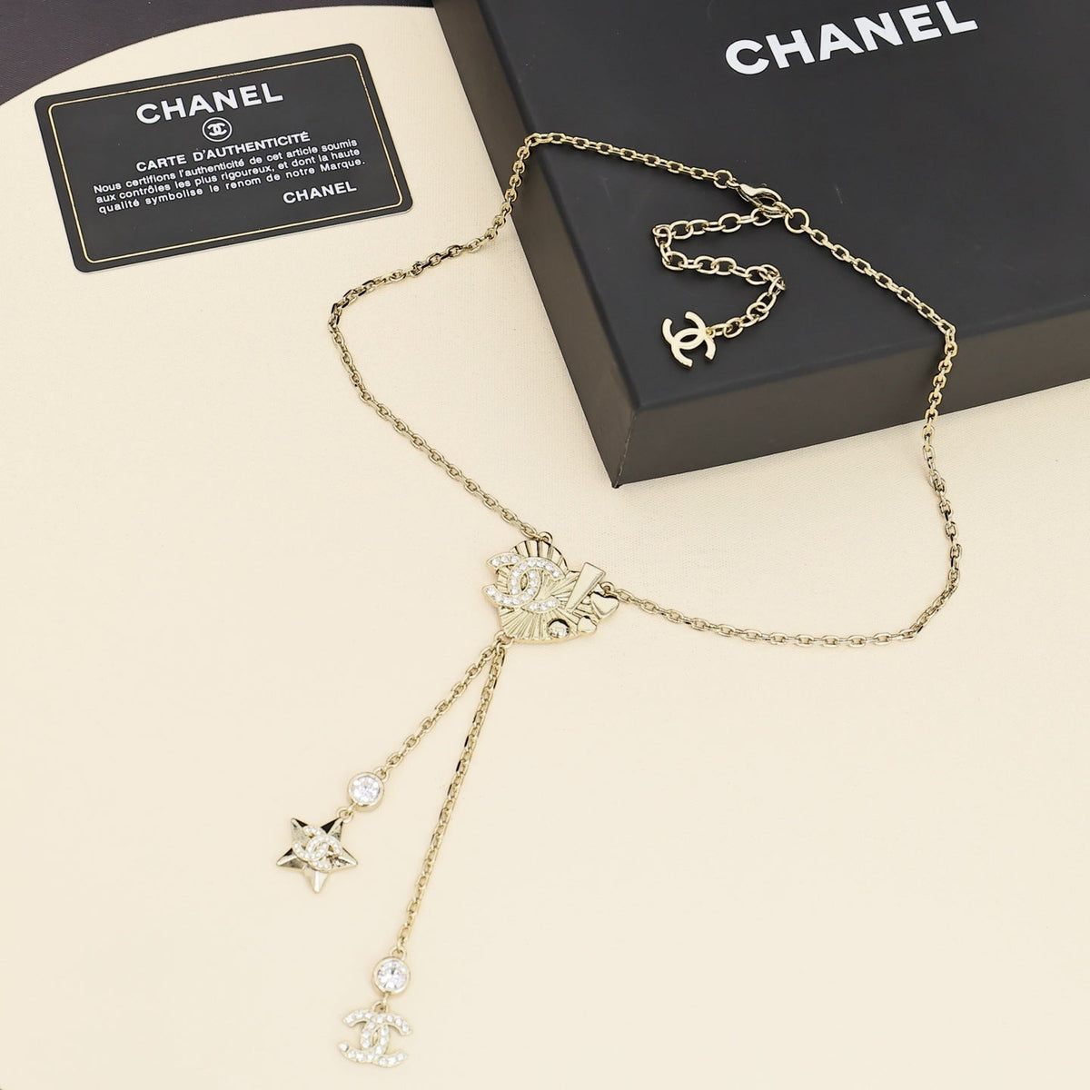 CHANEL Crystal Tassel Necklace