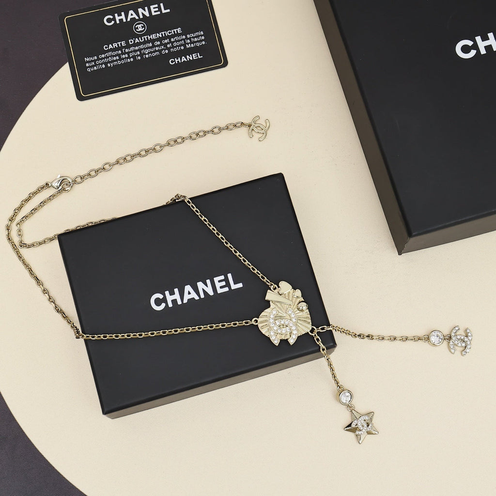 CHANEL Crystal Tassel Necklace