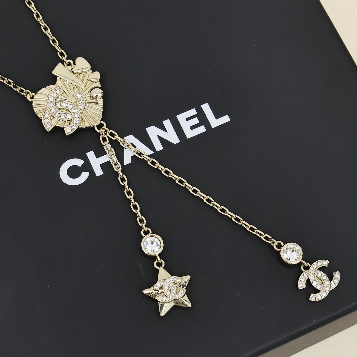CHANEL Crystal Tassel Necklace