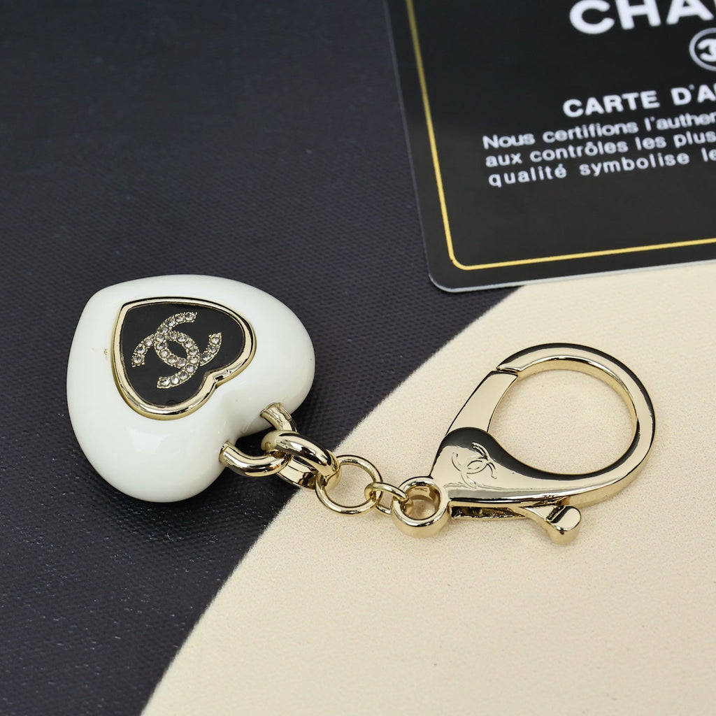 CHANEL Metal Heart Keychain Chain