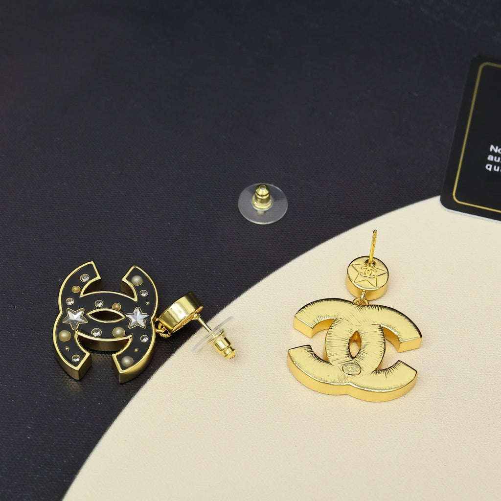 CHANEL Pearl Enamel Double-C Earrings