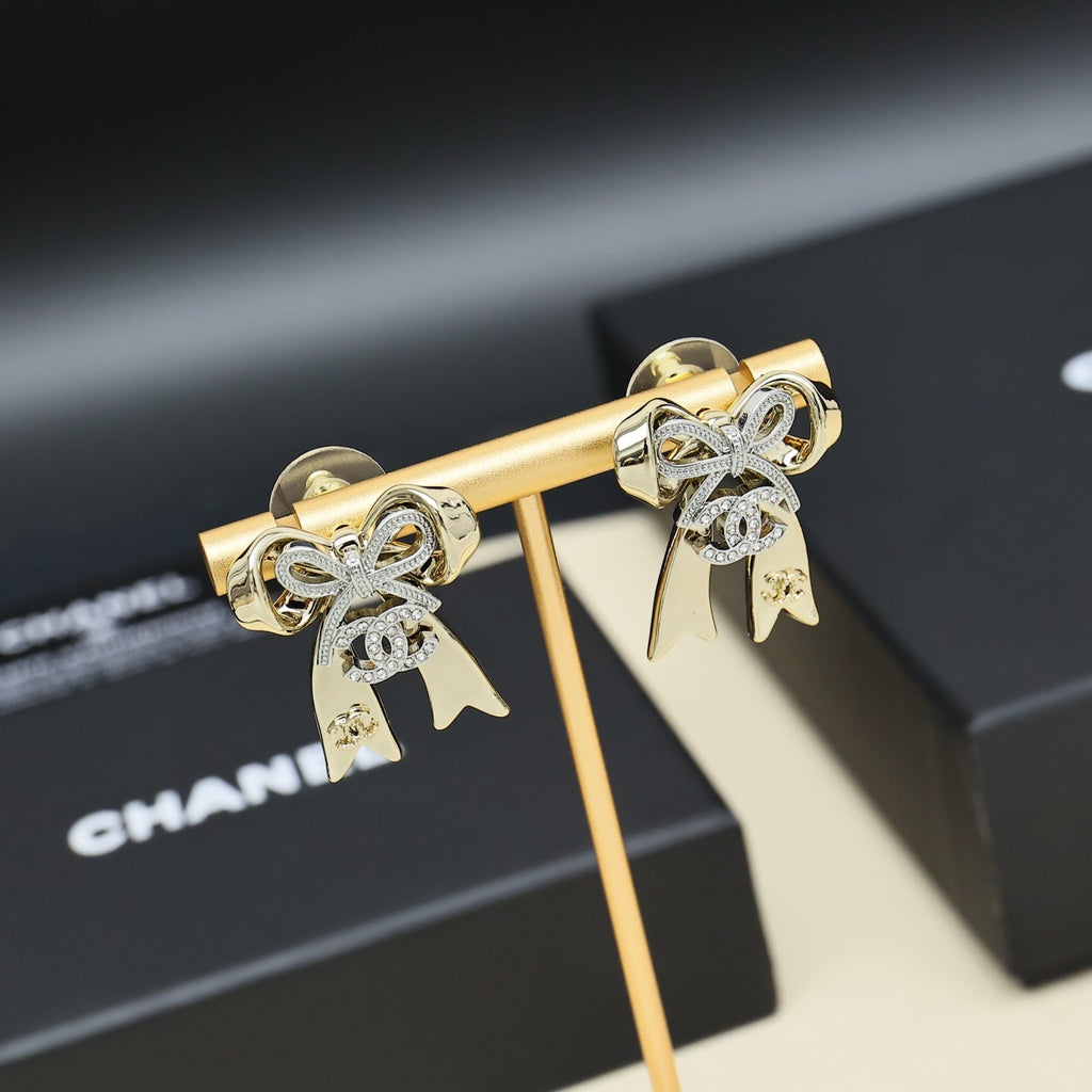 CHANEL Crystal Enamel Double-C Earrings