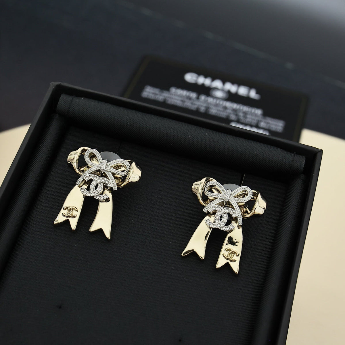 CHANEL Crystal Enamel Double-C Earrings
