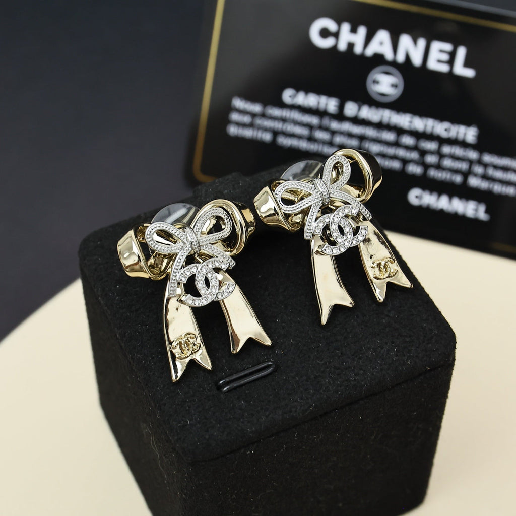 CHANEL Crystal Enamel Double-C Earrings