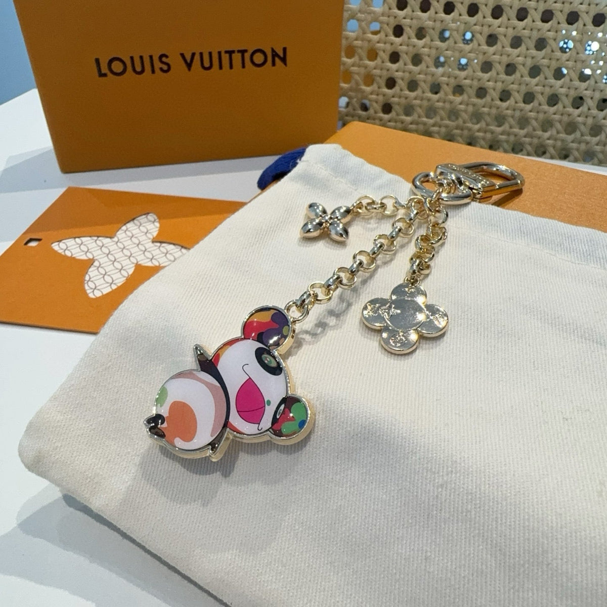 LOUIS VUITTON Brass Panda Bag Charm Keychain