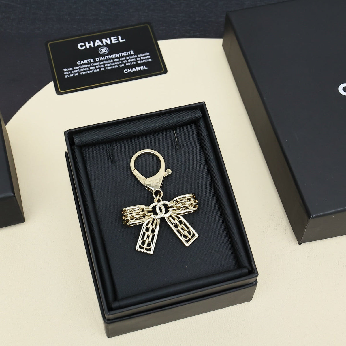 CHANEL Metal Bag Charm Keychain
