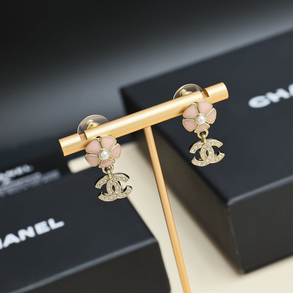 CHANEL Pearl Crystal Enamel Earrings