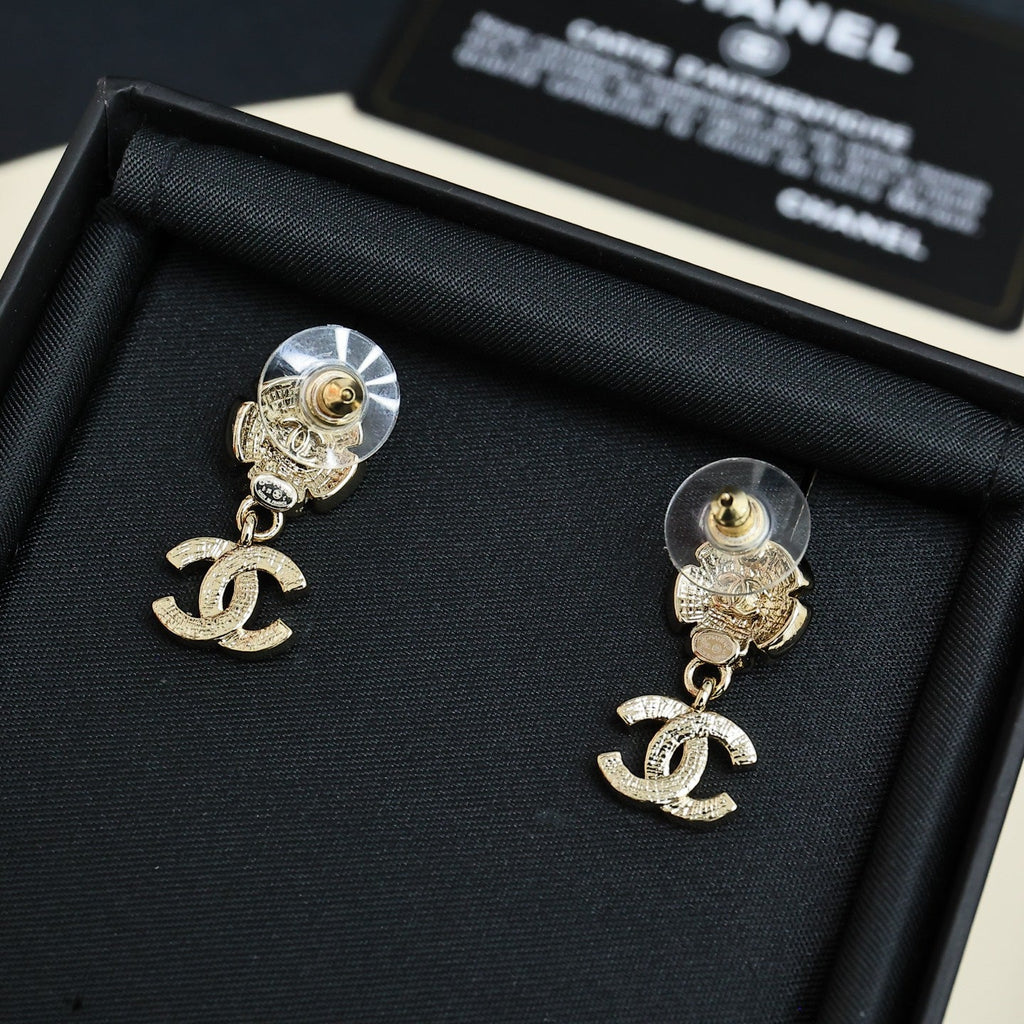 CHANEL Pearl Crystal Enamel Earrings